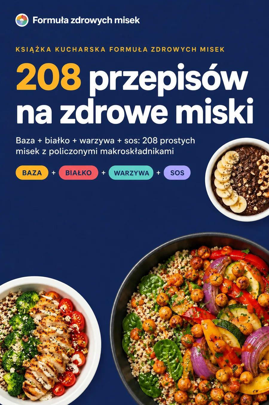 Okładka książki Formuła zdrowych misek – 208 przepisów