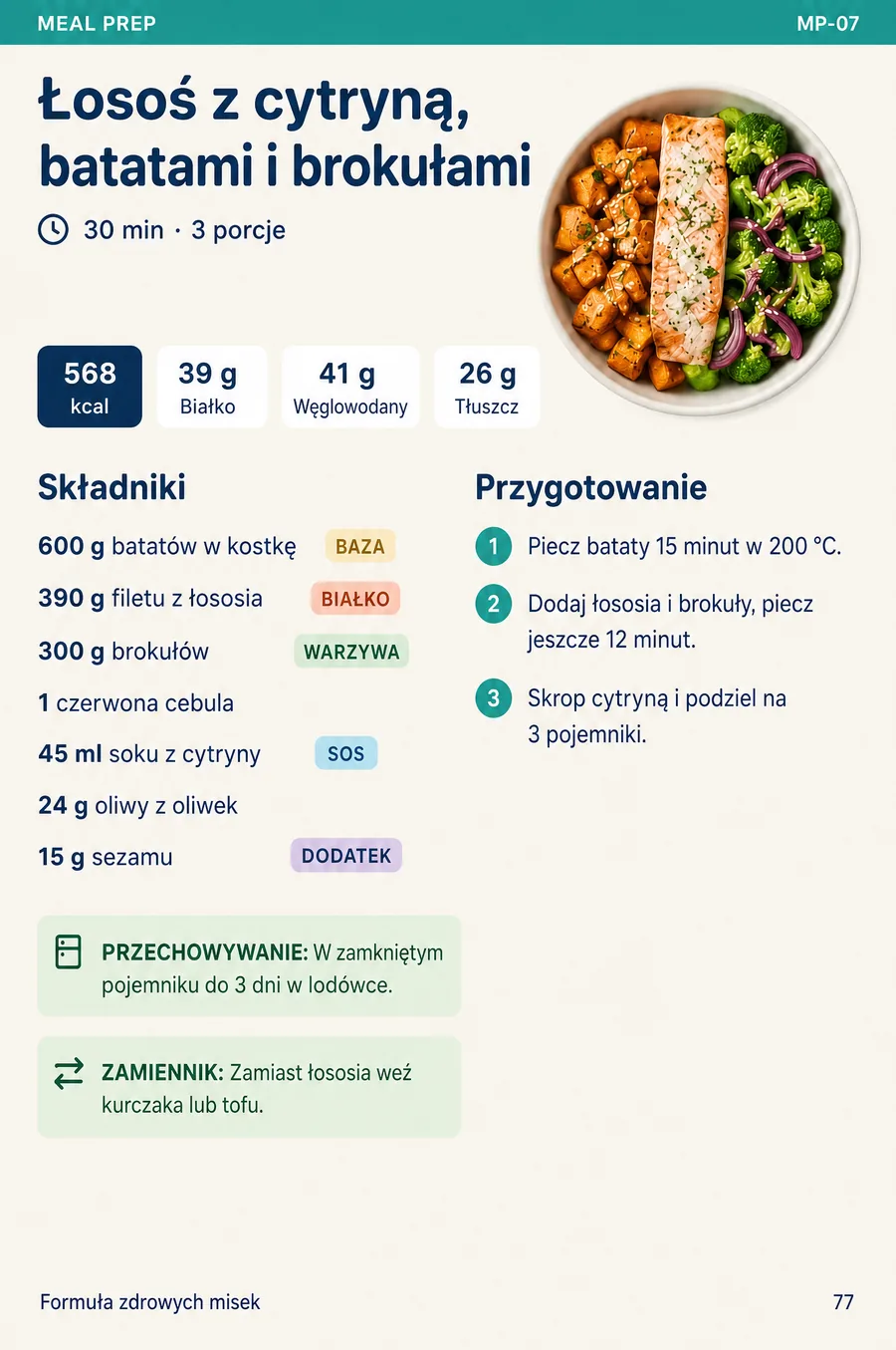 Strona z przepisem z sekcji Meal prep
