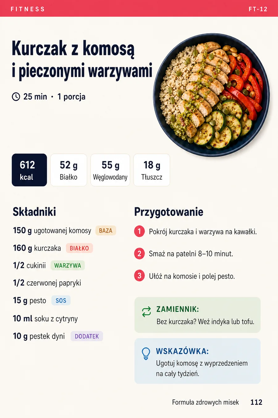 Strona z przepisem z sekcji Fitness