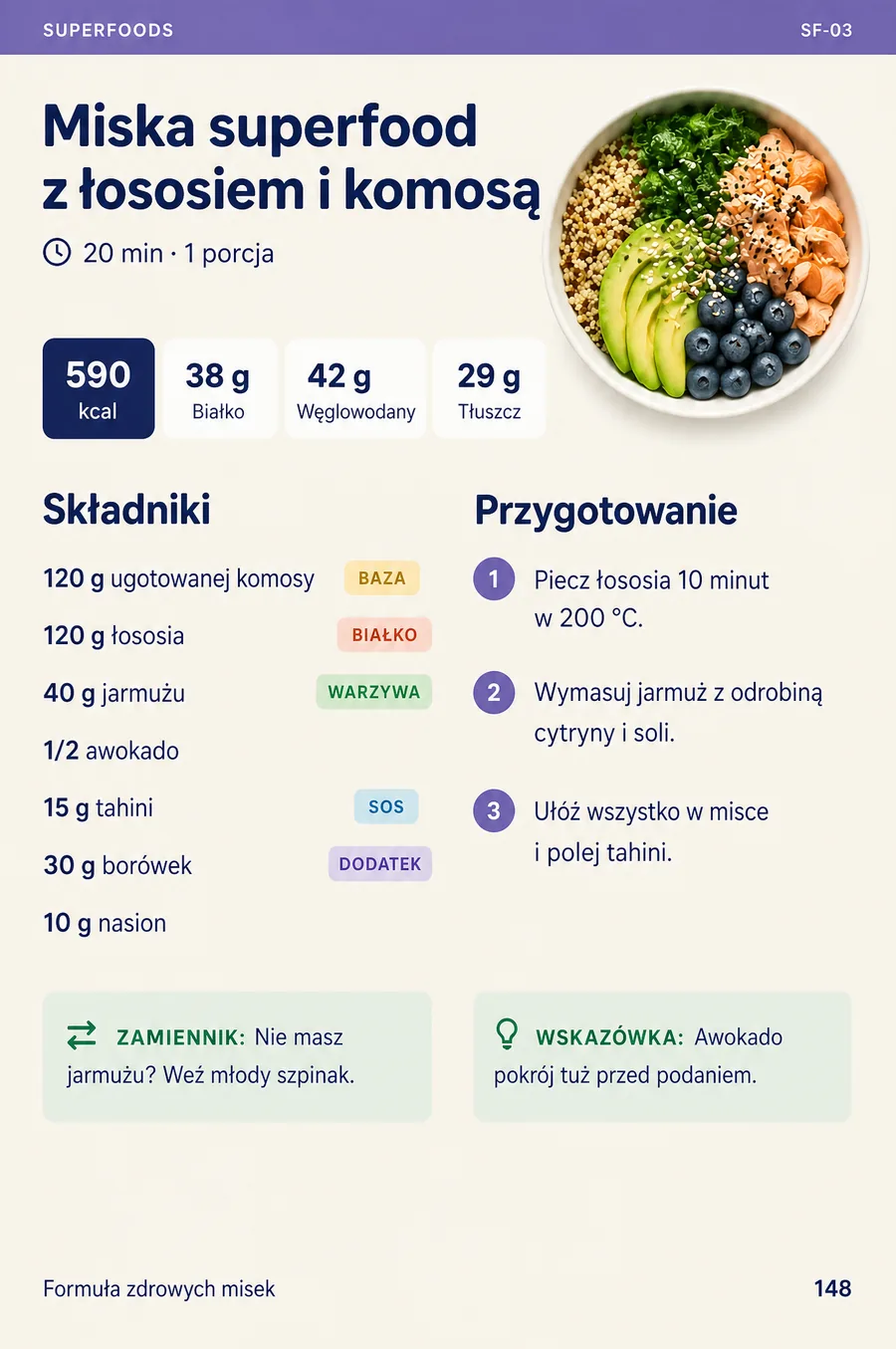 Strona z przepisem z sekcji Superfoods