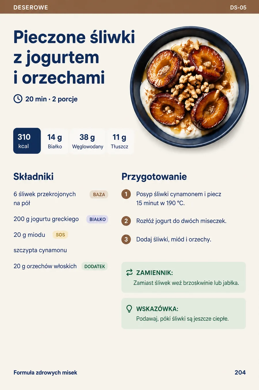 Strona z przepisem z sekcji Deserowe